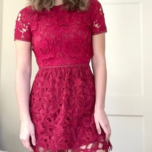 Urban Outfitters red lace fit and flare dress
